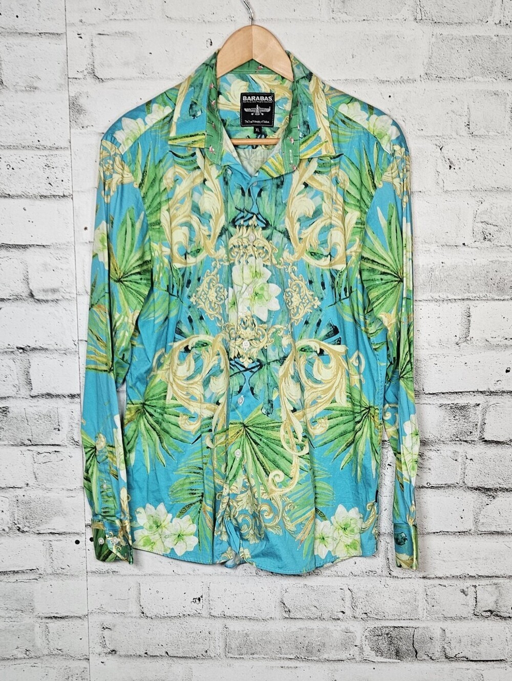 Barabas Tropical Floral Button Up Shirt Mens XL Luxury Print Cotton